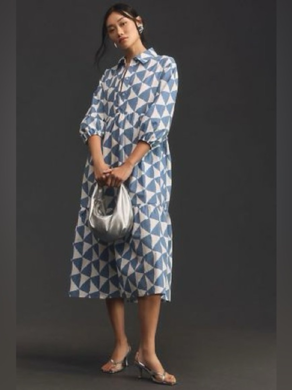 Anthropologie Maeve The Bettina Tiered Shirt Midi Dress - Picture 3 of 3